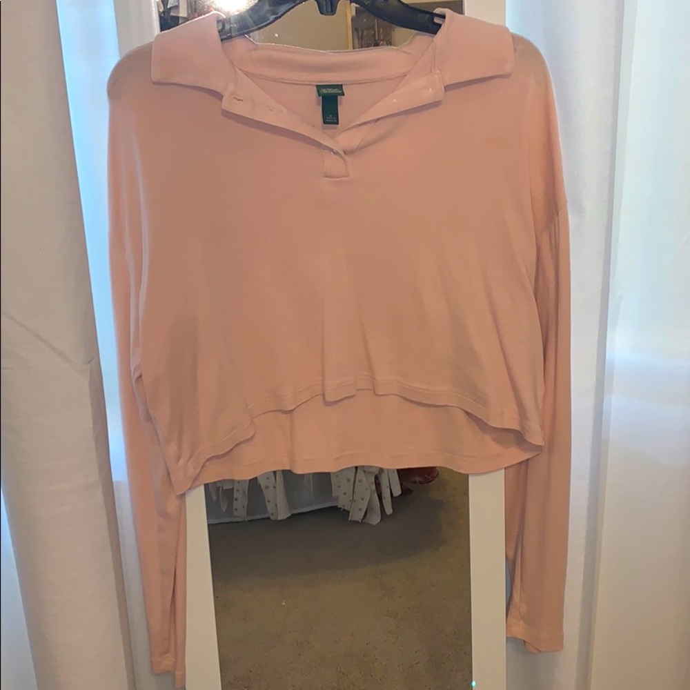 pink collared long sleeve